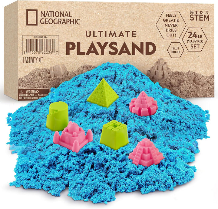 National Geographic Moon Sand - 12 Lbs. with Castle Molds (Natural) - a Fun No Mess Sensory Activity, Kids Fake Sand Play Set, Sensory Bin Filler