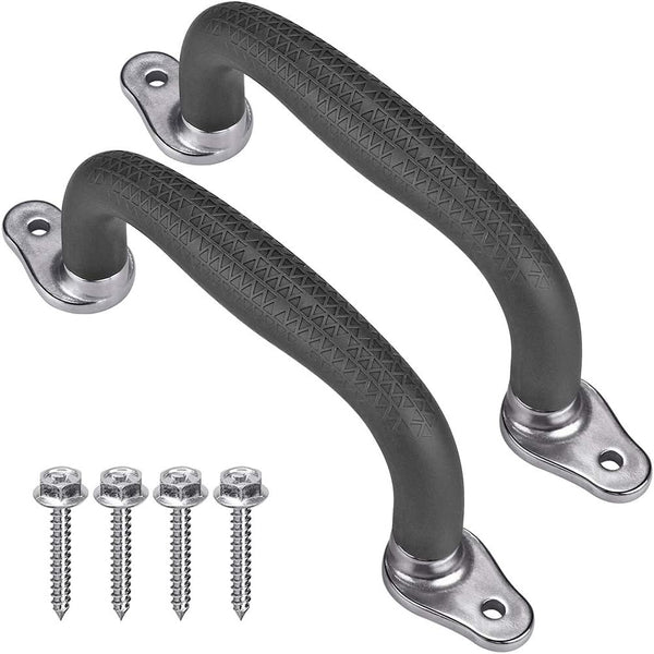 Black Playground Safety Handles, Non-Slip Kids Playground Grab Handles, Durable Indoor Outdoor Playset Hand Grips for Playhouse, Treehouse, Climbing Frame, Jungle Gym, Swing Set, 2 Pack