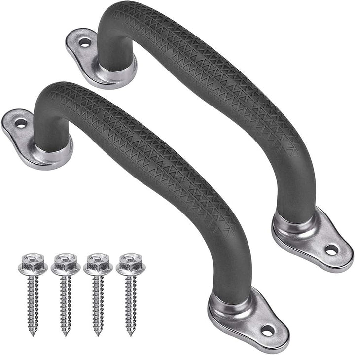 Black Playground Safety Handles, Non-Slip Kids Playground Grab Handles, Durable Indoor Outdoor Playset Hand Grips for Playhouse, Treehouse, Climbing Frame, Jungle Gym, Swing Set, 2 Pack