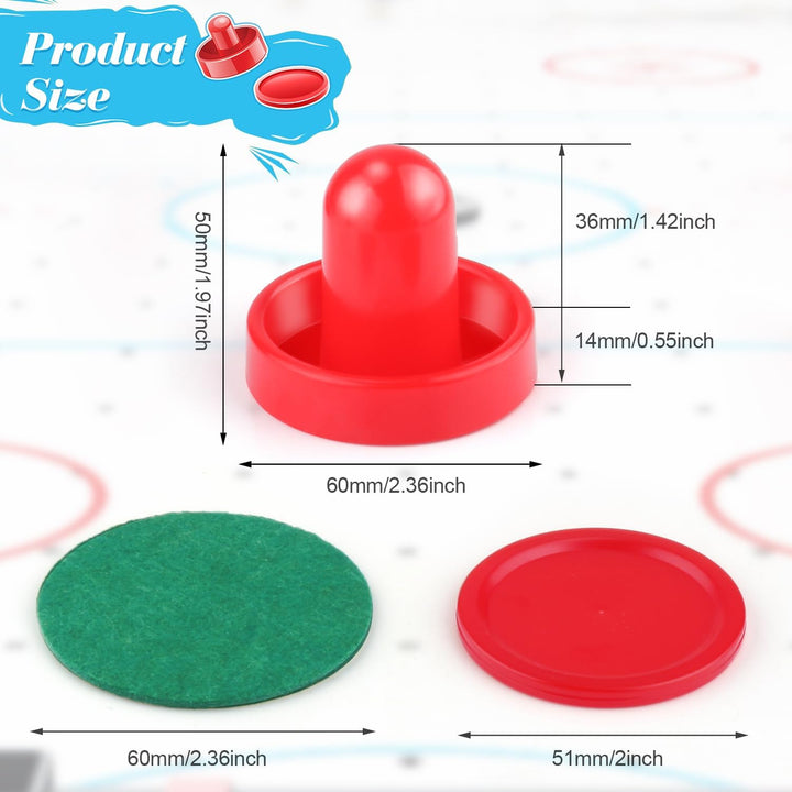3 Sets 60Mm Mini Air Hockey Pucks and Paddles Air Hockey Pushers Pucks Goal Handles Paddles Red Replacement Accessories for Game Tables (6 Strikers+12 Pucks)