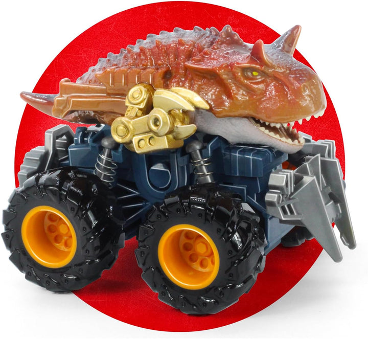 T-Rex Dinosaur Toy Cars for Kids 3-8, Friction Powered Monster Truck with Mechanical Motor, Push N Go Car Stunt Play Party 209-R3