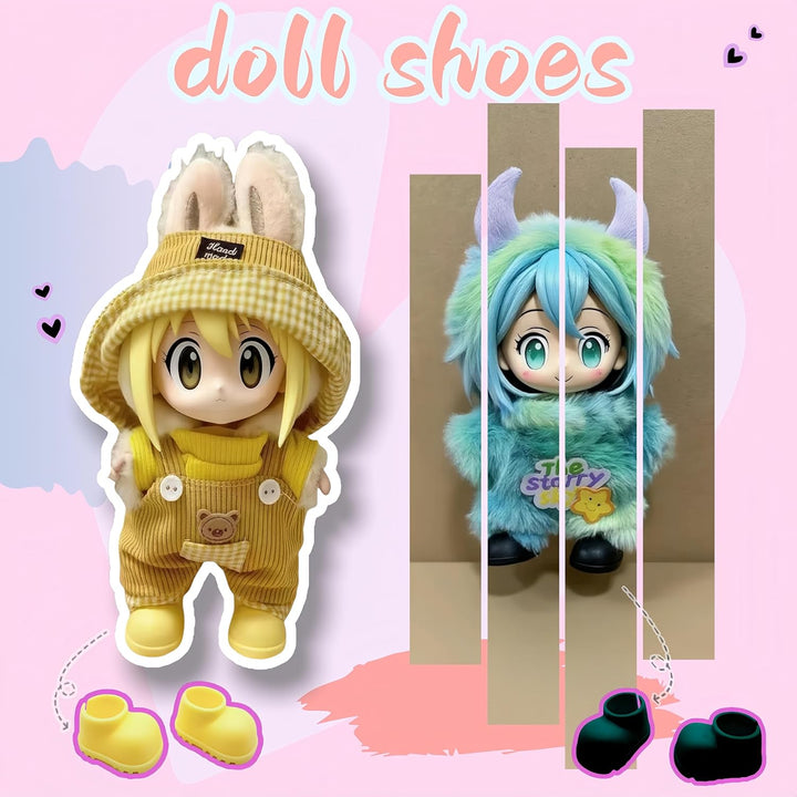 Doll Shoes for Labubu,10 Pairs Cute Labubu Shoes Set,Including Pink Labubu Boots,17Cm Labubu Accessories(No Doll)