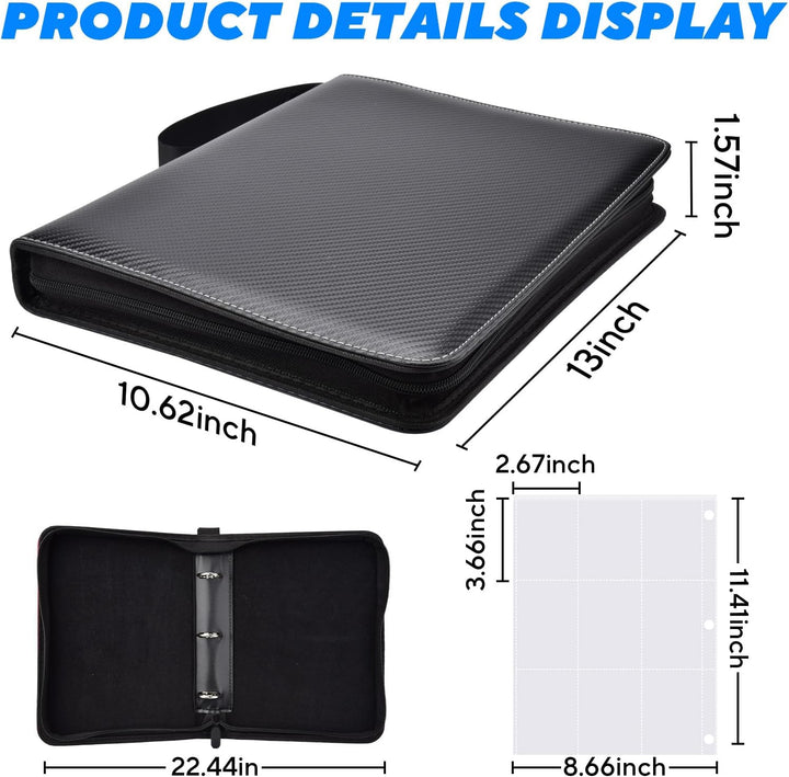Portable 9-Pocket Trading Card Binder, Holds 990 Cards with 55 Removable Double-Sided Sleeves, Baseball Card Binder Card Storage Organizer Album for Boys, Girls, Sports & Game Cards