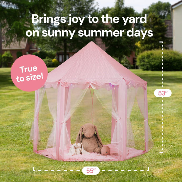 Princess Tent for Kids - 55" X 53" with Led Star Lights - Princess Toys - Toddler Play Tent without Rug - Playhouse, Castle