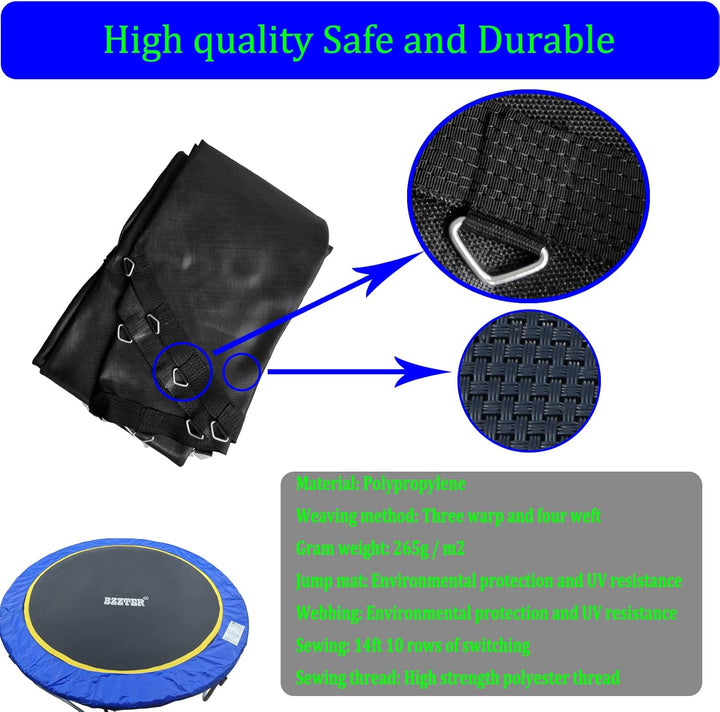 Trampoline Replacement Mat,Mat Diameter:11.97-12.56Ft,Fits 14Ft Trampoline Frame,With 72 80 84 88 96 Rings for Choose,Fits 5.3-8.5 Inch Springs(Need to Choose),Spring and Frame Not Include.