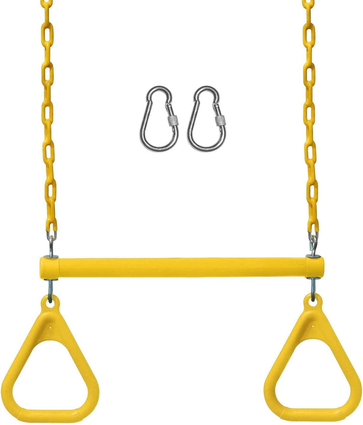 Swing Sets for Backyard, Monkey Bars & Swingset Accessories - Set Includes 18" Trapeze Swing Bar & 48" Heavy Duty Chain with Locking Carabiners - Outdoor Play Equipment (Green)
