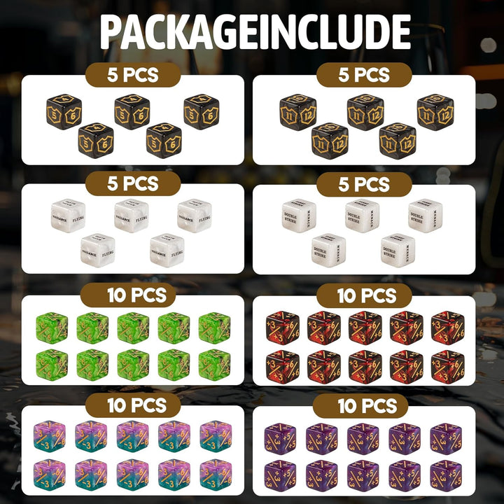 60 PCS MTG Dice Counters Keyword Counters Life Counter 1/+1 Counters Commander Buff Tokens 6 Sided Dice Set for MTG, TCG, Card Games Accessories