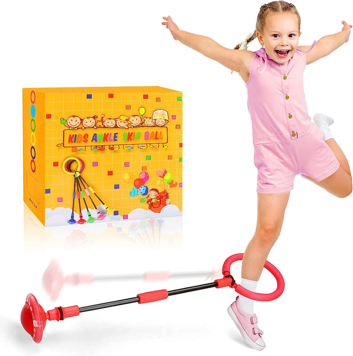 Ankle Skip Ball for Kids - Foldable Flash Wheel Skip Ball, outside Game Toys for Kids & Adults, Gift for Boys & Girls Age 5 6 7 8 9 10 Years Old, Pink