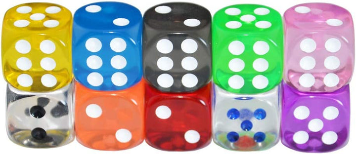 10-Pack D6 Six Sided 16Mm Transparent Dice Die for DND, MTG, RPG, Tenzi, Yahtze, Bunco, Table Borad Games, Math Teaching