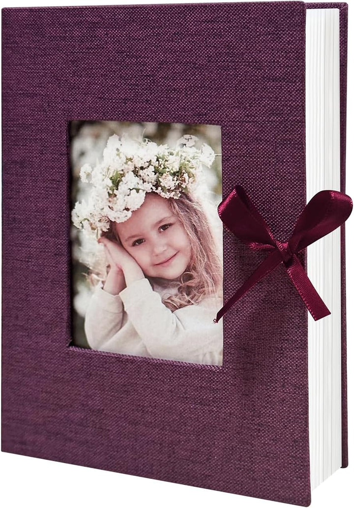Photo Album 4X6 100 Pockets, Linen Cover Top Loader Vertical, Slip-In Picture Grey Pockets Albums for Wedding, Family, Anniversary, Baby, Vacation
