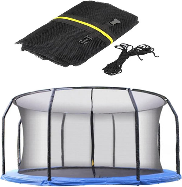 Trampoline Safety Net Replacement, 12FT UV Resistant Trampoline Enclosure Surround Netting with Zippers and Buckles, Fits Most Outdoor Garden round Frames Trampolines Accessories