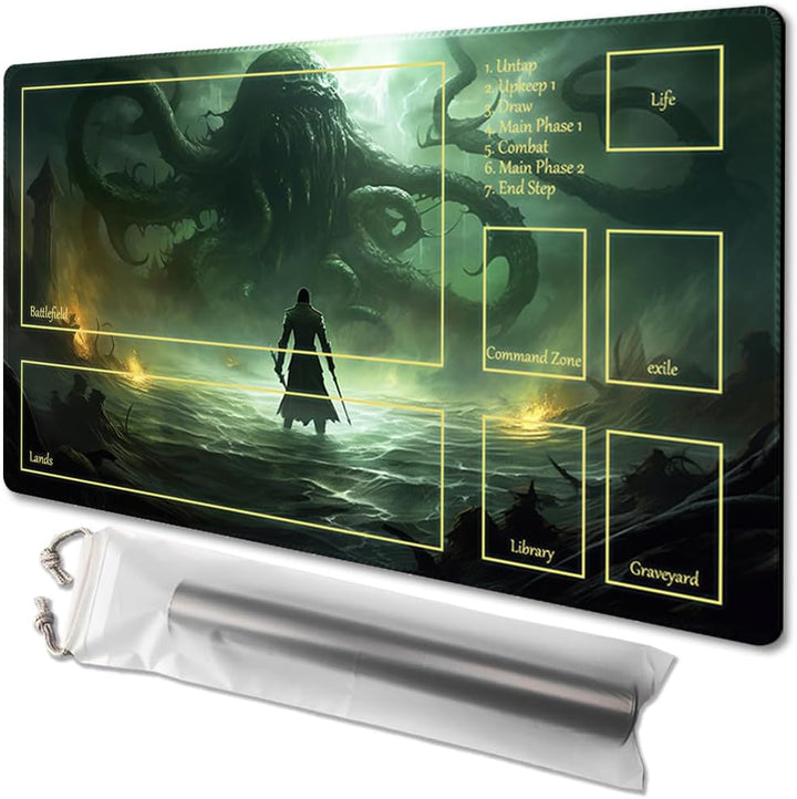MTG Playmat Size 24X14In Free Storage Bags Non-Slip Backing, Ideal for Card Game Enthusiasts TCG Playmat (Shadow Dragon-No Deck)