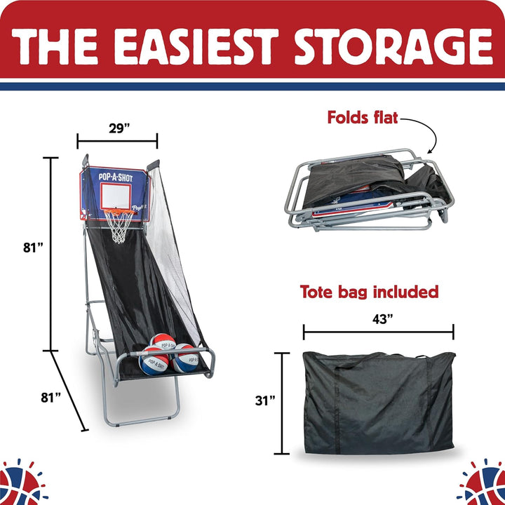 - Pop-Up Game | Arcade Basketball Inside, Out, and on the Go | Infrared Sensor Scoring | 3 Balls | Foldable, Portable, Tote Bag Included