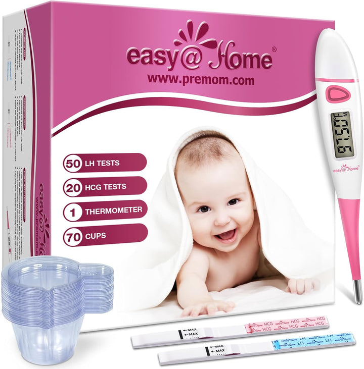 50 Ovulation Test Strips and 20 Pregnancy Test Strips Combo Kit, (50 LH + 20 Hcg)-Package May Vary