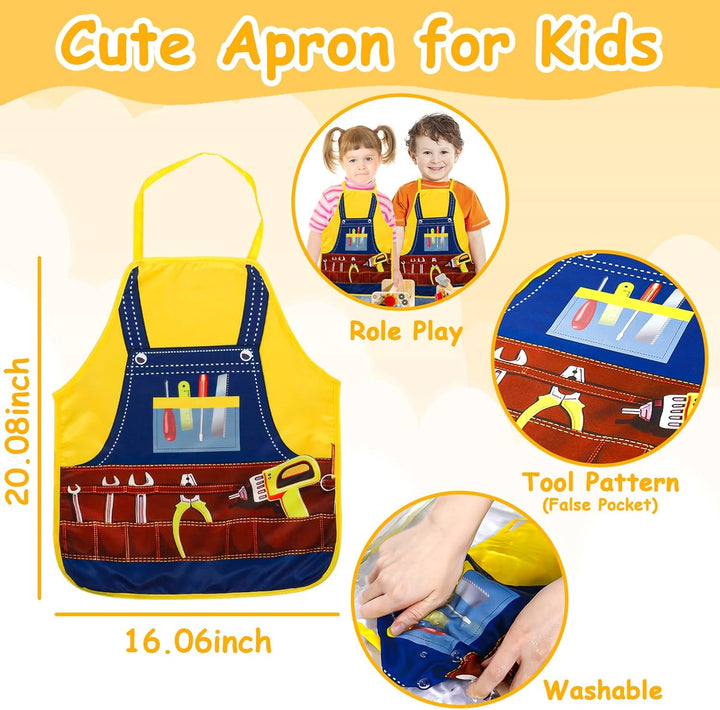 Kids Tool Set with Apron, Wooden Toddler Tool Bench Montessori Toys for 2+Year Old 39 PCS Educational STEM Construction Toys for Ages 2-4 Pretend Play Toddler Toys 3 4 5 Year Old Birthday Gift