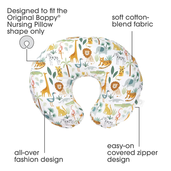 Nursing Pillow Cover, Colorful Wildlife, Cotton Blend, Fits the Original Support for Breastfeeding, Bottle Feeding, and Bonding, Cover Only, Sold Separately
