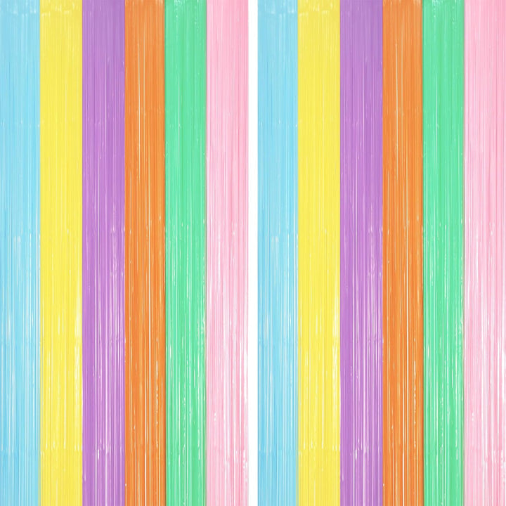 2 Pack Laser Pink Tinsel Foil Fringe Curtains, Mothers Day Pink Decorations, Metallic Tinsel Party Streamers Backdrop for Birthday Bachelorette Graduation Wedding Party Decorations