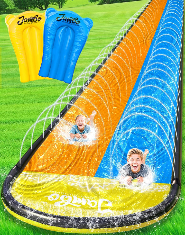 XL Premium 20Ft Slip Splash and Slide with 2 Bodyboards, Heavy Duty Water Slide with Advanced 3-Way Water Sprinkler System, Backyard Waterslide, Splash Mat, Outdoor Water Toys N Slides for Kids