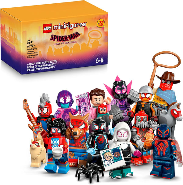 Minifigures Spider-Man: across the Spider-Verse 6 Pack - Spider-Man Toys for Boys & Girls, Ages 5+ - Pretend Play Action Figures for Kids - Gift for Birthdays - 66797