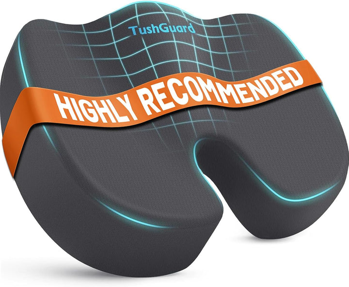 Seat Cushion for Office Chair Memory Foam Non-Slip Cushion Back, Relief Chair Pad, Butt Pillow for Office Chair, Car, Computer Desk, Black