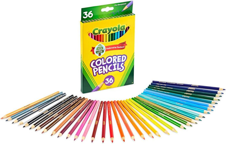 Colored Pencils (36Ct), Kids Pencil Set, Back to School Essentials, Must Have Classroom Supplies for Kids, Pre-Sharpened Coloring Book Pencils, 3+