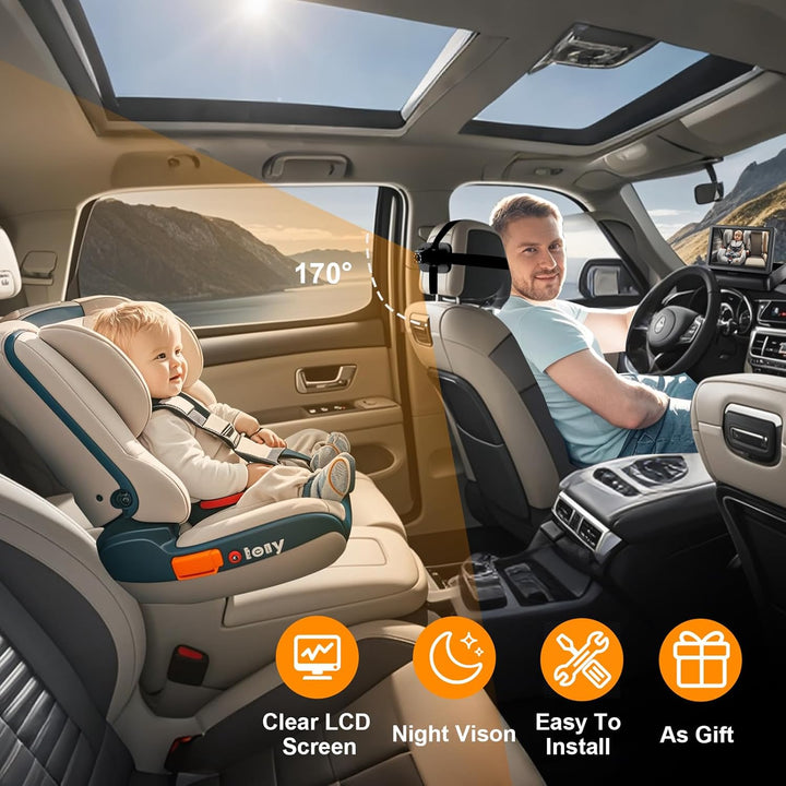 Baby Car Camera Monitor,Baby Car Mirror,Digital Display, View Infant in Rear Facing Seat with Wide Clear View,Aimed at Baby-Easily to Observe the Baby'S Every Move