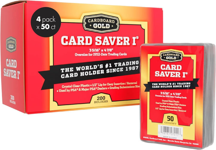 Card Saver 1 - 50 Count - Semi Rigid Card Holder, Trading Card Protectors - Psa-Approved Cardsaver for Baseball, Trading, Sports Cards - Card Sleeves, Binder, & Storage Box Compatible