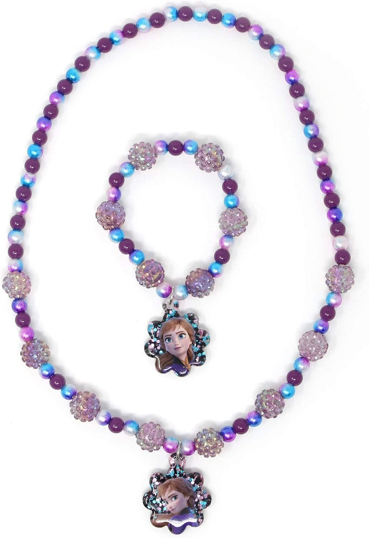 Girls Jewelry Set - Dress up Toy Jewelry Box Set with Bead Necklaces, Bracelets, and Rings - Frozen Play Accessories - Ages 3+