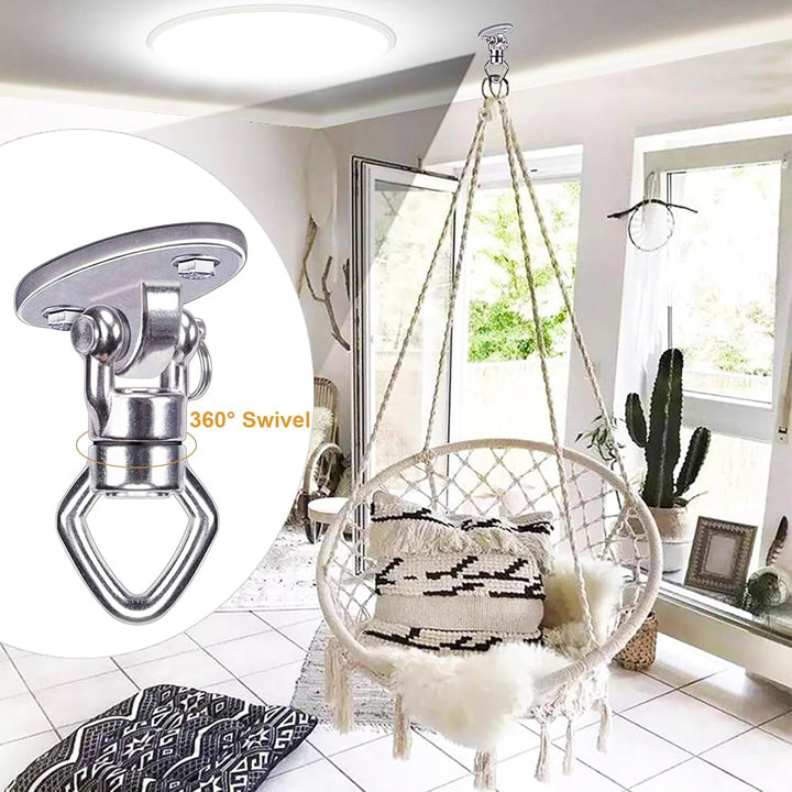 Swing Hanger with Bearing Swivel 800LB Capacity Stainless Steel Ceiling Mount Bracket Hanging Kit for Aerial Silks, Swings, Hammocks, Hanging Chair, Aerial Hoop, Heavy Bag, Yoga Swing