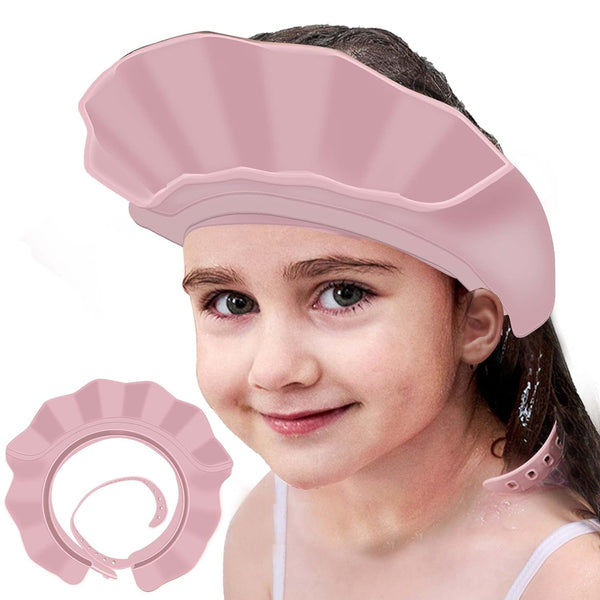 Baby Kids Shower Cap Shampoo Bath Bathing Hat Silicone Adjustable Washing Hair Shower Bathing Protection Shower Cap for Toddler, Baby, Kid, Children (Pink)