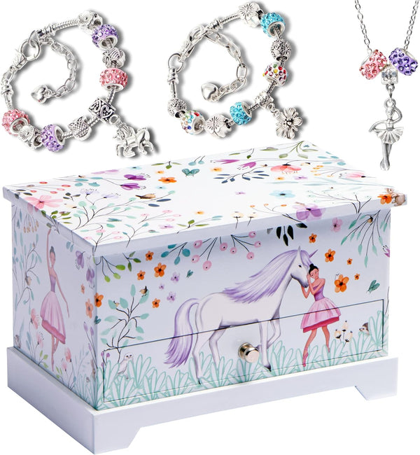 Kids Jewelry Box for Girls, Little Girls Jewelry Box, Unicorn and Ballerina Dancing Music Box