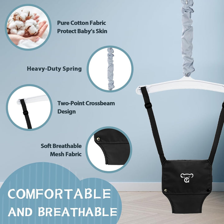 Baby Jumper with Stand,Baby Bouncer,Easy Set-Up,Baby Exerciser for Active Babies,Suitable for Indoor and Outdoor, Black (Water Mat Include)