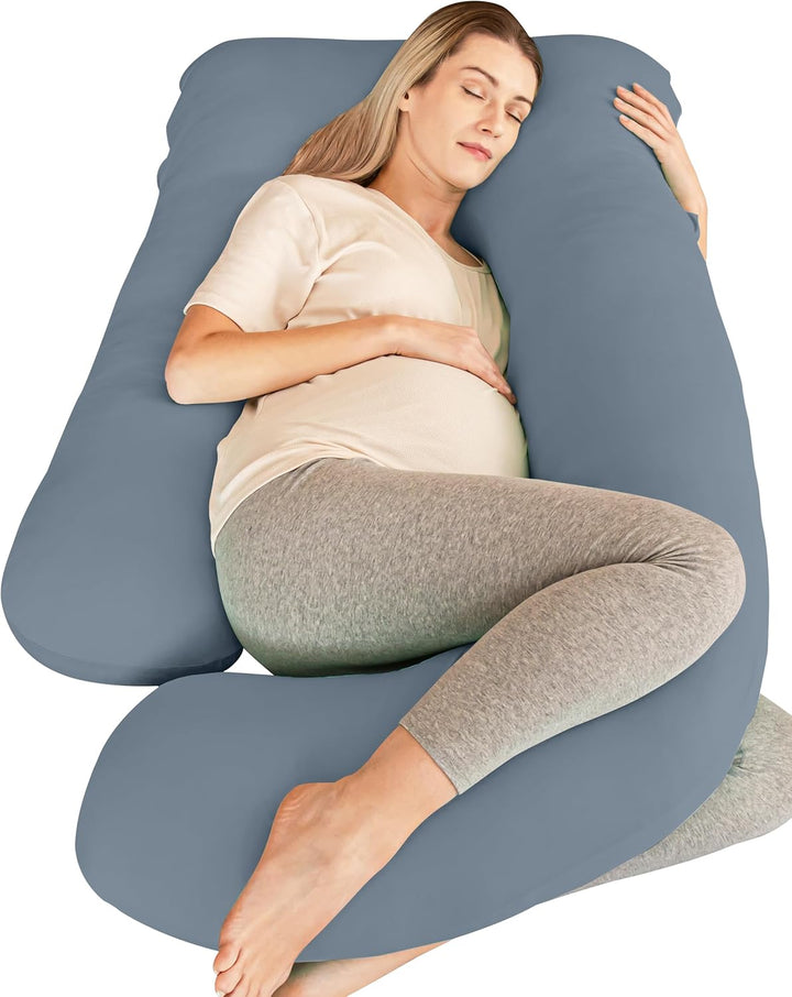 Pregnancy Pillows, Soft U-Shape Maternity Pillow with Removable Cover - Full Body Pillows for Adults Sleeping - Pregnancy Must Haves - Jumbo 57 Inch - Grey