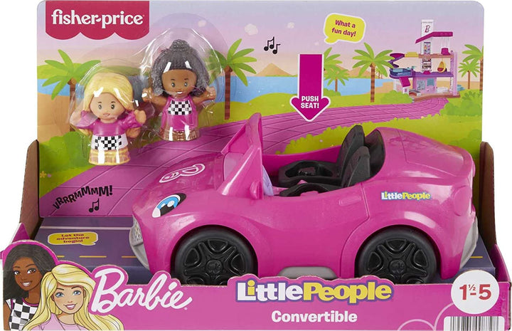 Barbie Toddler Toy Car Convertible with Music Sounds & 2 Figures for Pretend Play Ages 18+ Months
