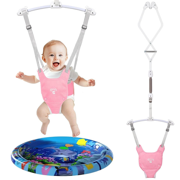 Baby Jumper, Baby Doorway Jumper with Adjustable Strap, Protable Baby Jumpers and Bouncers, Easy to Assemble, Baby Bouncer Jumper with Water Mat