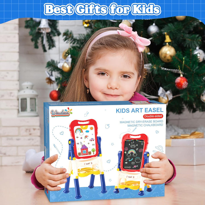 Easel for Kids,Toddler Toys for Ages 2-4, Double-Sided Magnetic Kids Art Easel for 2 Year Old Boy Birthday Gift,Toys for 3 Year Old Boy Dry Erase Boards,Drawing Boadrs for 2 3 4 5 Years Old Girl Gift