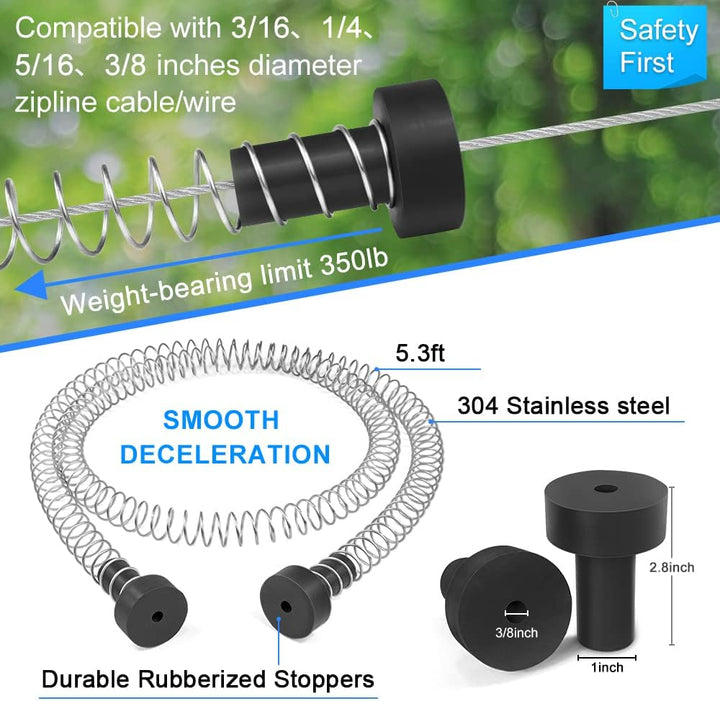 Zip Line Kits for Backyard 98FT, Zip Lines for Kid and Adult, Included Swing Seat, Ziplines Brake, and Steel Trolley, Outdoor Playground Equipment