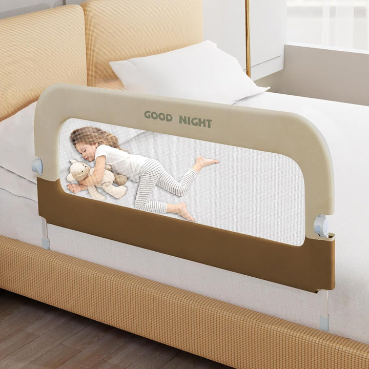 Bed Guard Rail for Toddlers - 32" Adjustable Heights & Folding up Portable Bed Railing for Baby - Toddler Bed Rails Guard for Crib, Twin, Bunk,Full Size, Queen & King Bed