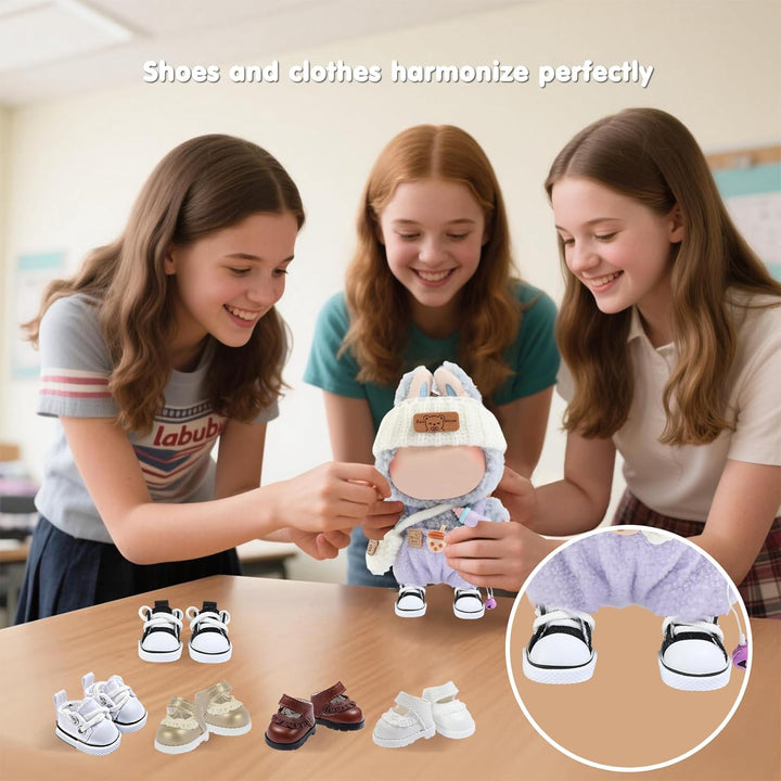 2025New Doll Shoes,For Bubu Shoes, Perfect Match for Bubu Clothes,Shoes for 15&17Cm Doll Accessories,1 Pair of Mini Black Canvas Shoes