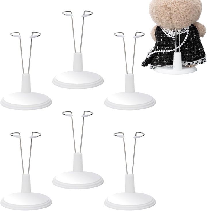 6 Pack Adjustable Doll Stand Compatible with Labubu 6.8 Inch Dolls, Stand Holder Compatible with Labubu Accessories, White Plastic Support Holder ( Not Include Dolls)