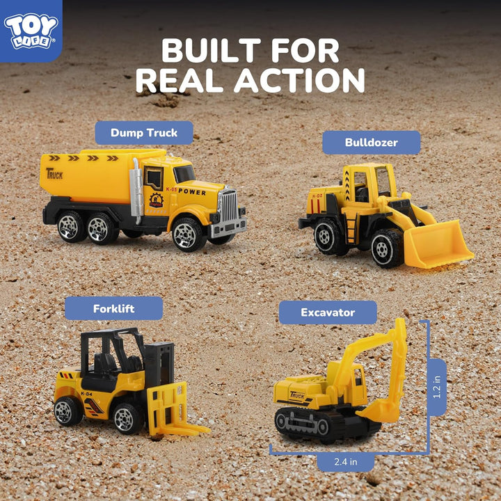 35 PCS Construction Toys, Toy Trucks for Kids Ages 4-8, Small Vehicles Mini Excavator, Cake Topper Decoration, Bulldozer for Boys, Kids Play Set Birthday Gifts