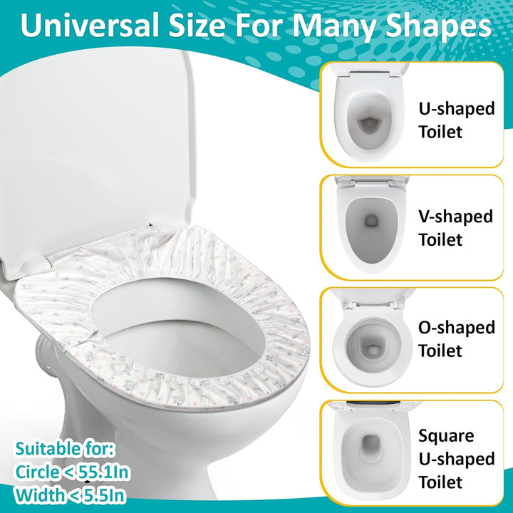 Portable Toilet Mat - Disposable Toilet Seat Cover Waterproof Non-Woven Fabric Printed Individually Wrapped for Travel,Hotel,Hospital and Public Toilet(15Pcs)