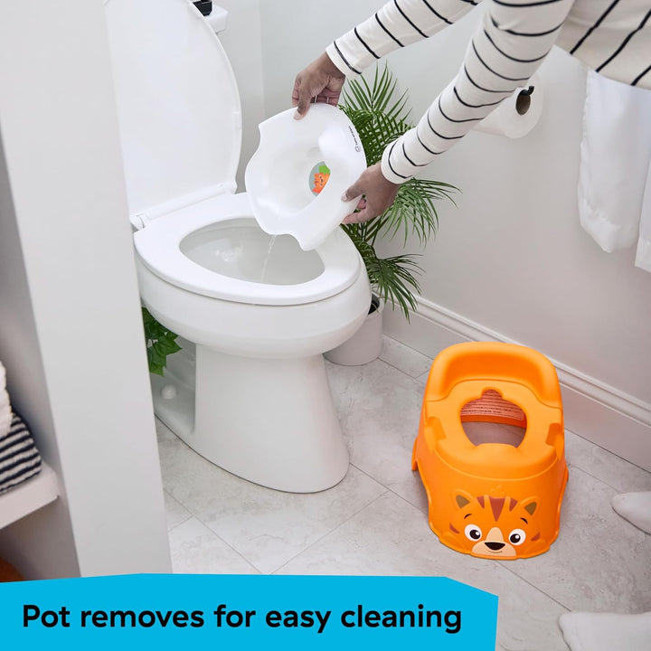 Tinkle and Reveal Tiger Potty Training Toilet, Non-Skid Toddler Potty, Removable Bowl, Ages 18+ Months