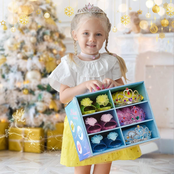 Princess Dress up for Girls - Dress up Clothes for Girls with Princess Shoes, Toys for Toddler Kids 3,4,5,6 Year Old