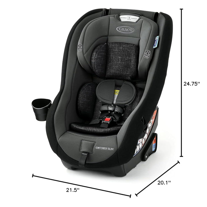 Contender Slim Convertible Car Seat, West Point, Space-Saving Design, Lightweight and Compact