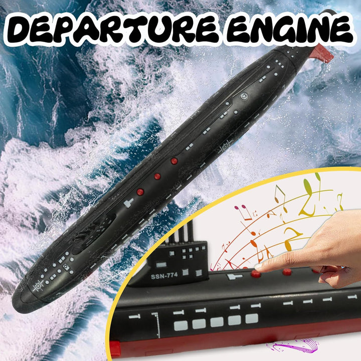 Toy Submarine Military Toy Naval Ship with Launching Function Model Ship with Sound Effects Army Toy War Ship Play Set for Kids 16.5 Inches Boat with Display Stand