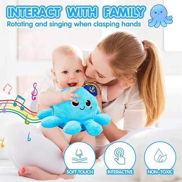 Magic Dancing Octopus Toy - Smart Obstacle-Dodging Robot with LED Light Show & Music, USB Rechargeable Tummy Time Squid Toy for Babies | Electric Crawling Octopus | Interactive Gift for Kids 3+