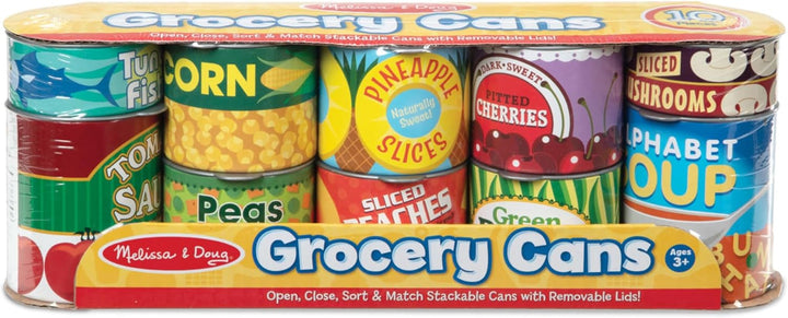 Let'S Play House! Grocery Cans Play Food Kitchen Accessory - 10 Stackable Cans with Removable Lids