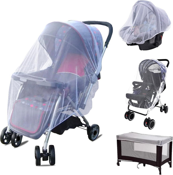 Mosquito Net for Stroller, Baby Bug Netting with Storage Bag, Breathable & Portable Mosquito Nets for Strollers, Car Seat, Bassinet, Cradle, Playard, Travel Mini Crib (White)
