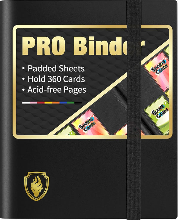 Heavy Duty Card Binder,  9 Pocket Trading Card Binder Holds 360 Cards, Sleek Side-Loading Card Album, Sturdy Card Collection Folder for TCG, MTG, Yugioh, Other Game Cards, Sport Cards, Black